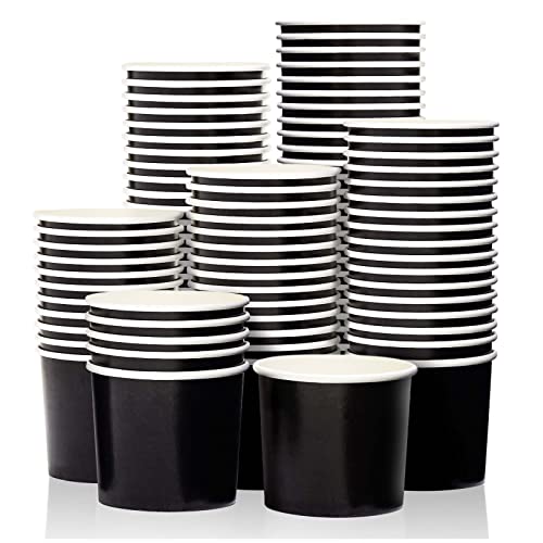 Black Paper Ice Cream Cups - 11 Oz Disposable Dessert Bowls 100-Count