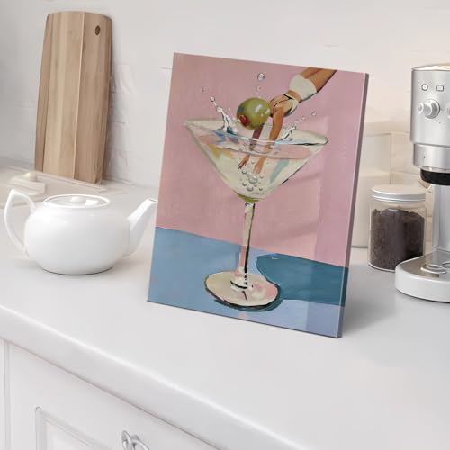 Martini Cocktail Wall Art Canvas - Wine 15 Variation for Bar & Drink Decor