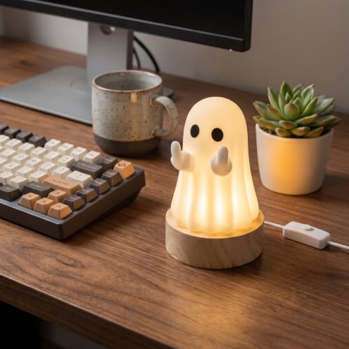 Indoor Halloween Ghost Figurine - Light-Up Rustic Spooky Decor