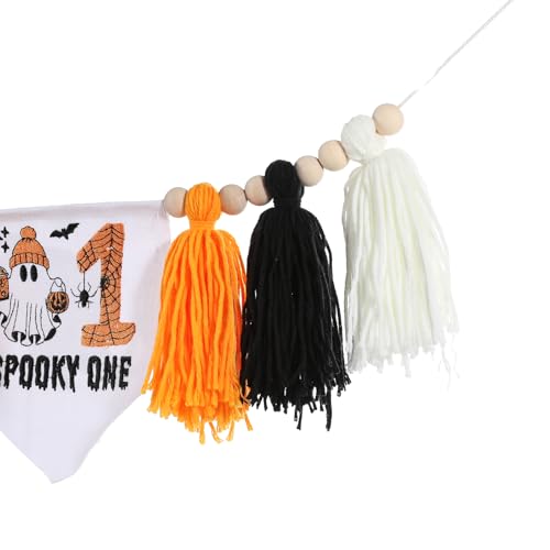Halloween Spooky First Birthday High Chair Banner Embroidered Decor