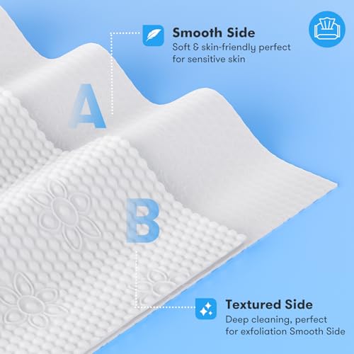 Disposable Face Towels - Soft, Thick, Lint-Free Biodegradable Makeup Remover Wipes, 25 Count
