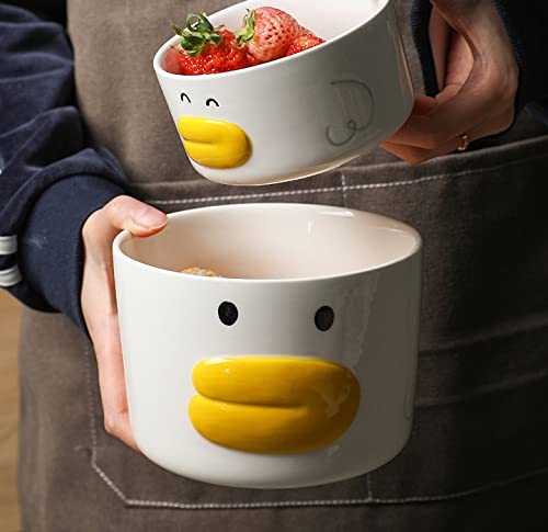 Large Salad Bowl 5.8 Inch Duck-Shaped Ceramic Noodle Mixing Bowl - 40oz