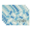 Easter Bunny Placemat Set of 4 - 12x18 Inch Blue Rectangular Seasonal Table Mats