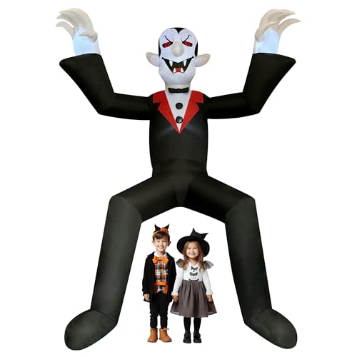 10ft Giant Sitting Vampire Inflatable Halloween Decoration with LED Lights - Outdoor Yard & Party Prop