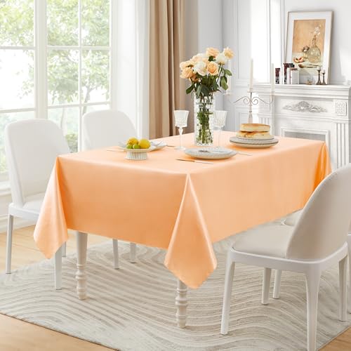 Peach Satin Rectangular Table Cover 60 x 102 Inches - 6 Pack