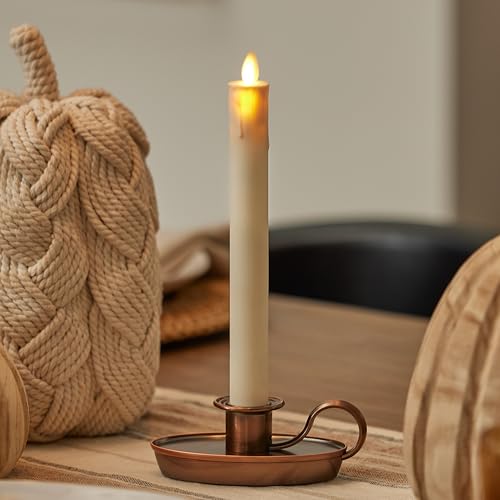 Flickering Flameless Window Taper Candle - Ivory & Bronze, 1 x 9.75 inches, Battery Operated with Timer, Remote Ready Christmas Holiday Decor