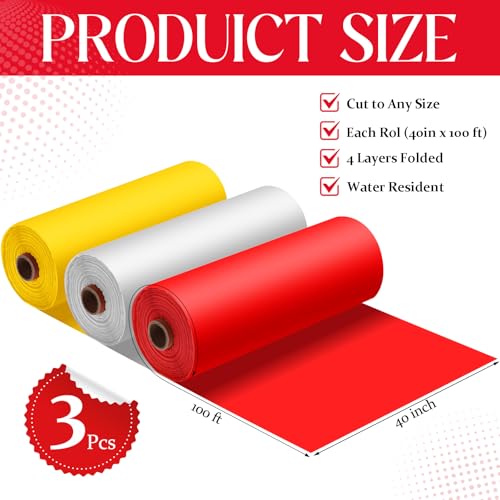 Circus Tent Theme Plastic Tablecloth Set - Red, Yellow & White, 3 Rolls