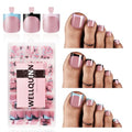 Pink-Blue-Black French Tip Toe Nail Press Ons - Square, 180pcs, 3 Colors with Variations