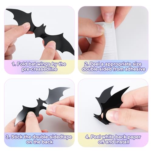 Halloween Iridescent Banner Set with Ghost & Bat Decorations - Black Glitter Hey Boo
