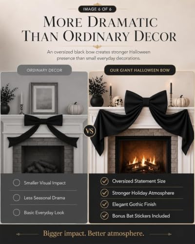 Giant Black Satin Bow Wall Decor for Halloween & Christmas Party Backdrop