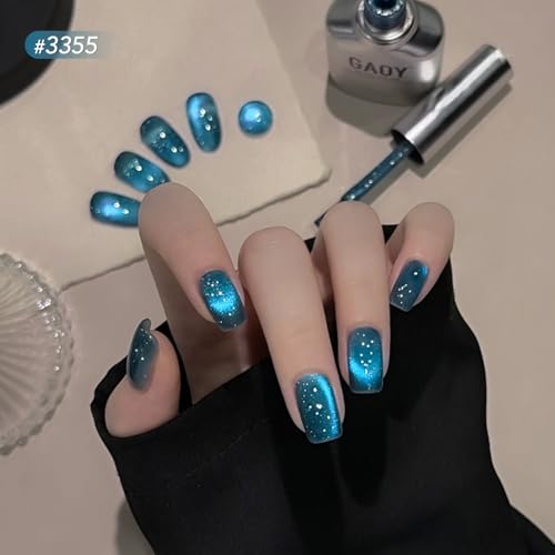 Blue Bubble Cat Eye Gel Nail Polish 16ml - Holographic Glitter Jelly Effect with Magnet - Ocean Mirage