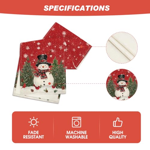 Snowman Christmas Table Runner 13x90 Inch - Red Holiday Home Decor