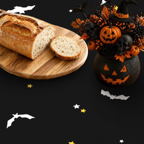 Halloween Round Tablecloth 60x60 Inch Ghost Bat Pumpkin Castle - Spooky Party Decor