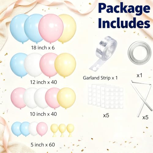 Pastel Balloon Arch Kit with 146 Latex Balloons for Party Decor