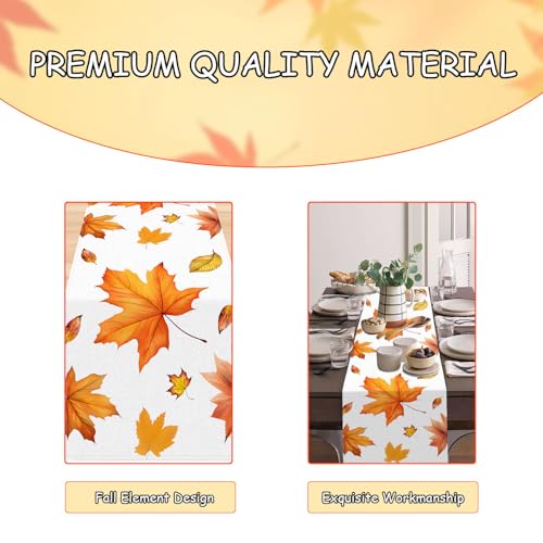 Thanksgiving Table Runner 13x72 Inch Fall Maple Leaf Design Orange - Size8