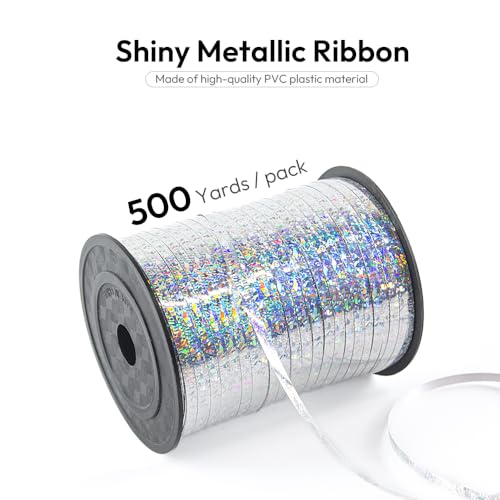 500 Yards Curling Ribbon for Gift Wrapping & Balloon String - Laser Silver