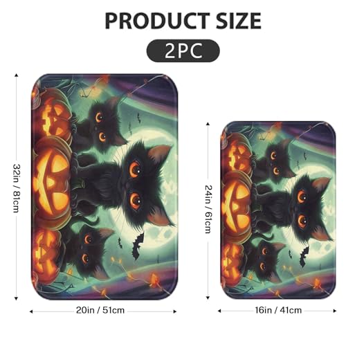 Britimes Halloween Cute Cat Bathroom Rug Mat Set of 2 - 16x24 & 20x32 Inches