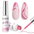 Pink Metallic Gel Nail Art Set with Mirror Chrome Effect and Thin Brush - 2PCS Rose Pink Variation