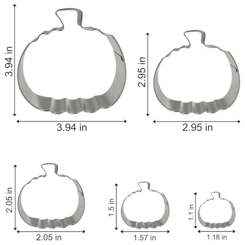 Pumpkin Cookie Cutters Set with 5 Sizes for Halloween & Thanksgiving Baking