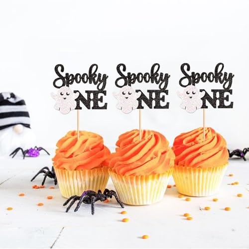 Spooky Ghost Cupcake Toppers - Baby's First Halloween Party Decoration - Spooky One Variation