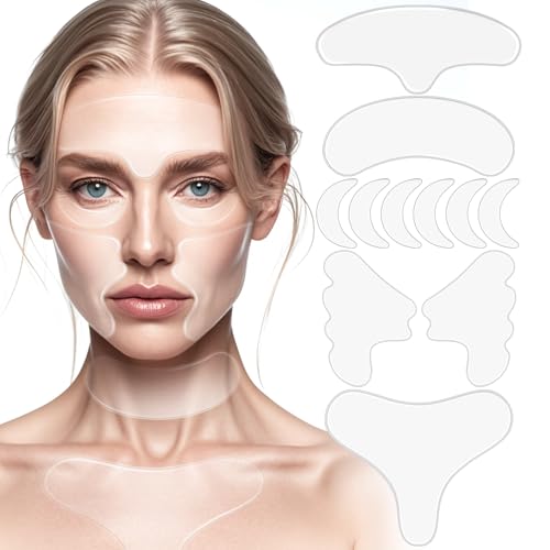 KODASNY Neck Wrinkle Patches, Reusable Silicone Neck Patches for Smoothing the Appearance of Fine Lines, Chest and Face Cosmetic Patches for Women, Moisturizing & Skin-Smoothing (11 PCS)