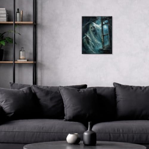 Halloween Wall Art Decor Ghost Face Poster 8x10 Inch Framed - Variation D