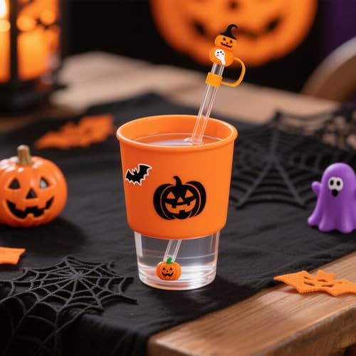 Halloween Silicone Straw Cover Caps for 30oz/40oz Cups - 8 Pack