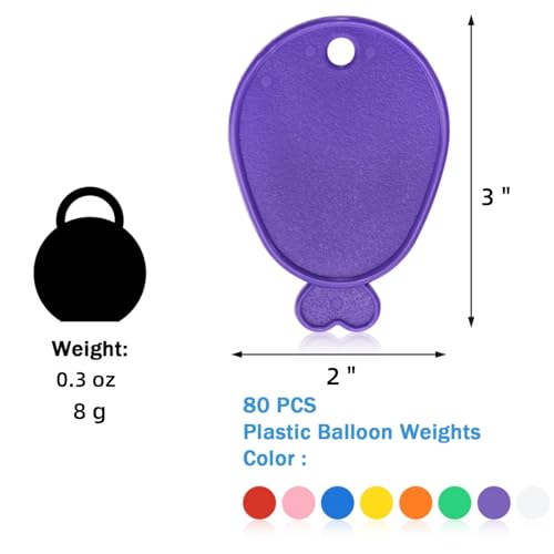 80 Pcs Reusable Plastic Balloon Weights - Colorful Helium Balloon Pendants for Weddings & Parties