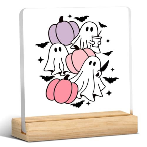 Acrylic Halloween Pumpkin Ghost Decor Sign for Home Office - Variation 5
