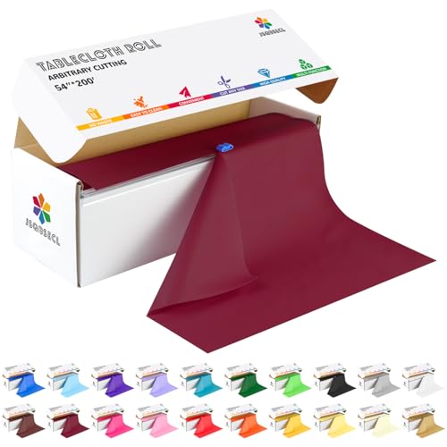 Burgundy Plastic Table Cover Roll 54 Inch x 2400 Inch with Slide Cutter for Events
