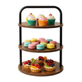 Wooden 3-Tier Cupcake Stand for 50 Desserts Rustic Display & Serving Tray