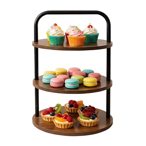 Wooden 3-Tier Cupcake Stand for 50 Desserts Rustic Display & Serving Tray