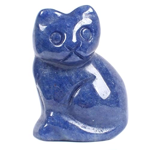 Natural Blue Aventurine Cat Guardian Sculpture - Healing Crystal Home Decor - 30x20x16mm
