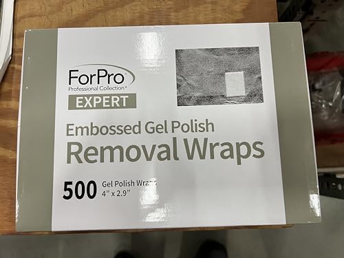 ForPro Professional Collection Expert Embossed Gel Polish Removal Wraps, Pre-Cut with Cotton Pad, Remove Gel Polish, Acrylics, & Nail Art, 4" L x 2.9" W, 500-Count