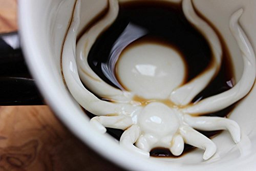 Creature Cups Spider Ceramic Mug with Hidden 3D Critter - Spooky Coffee Cup - Variation: Spider