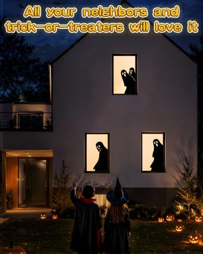 Halloween Window Decorations Tall Ghost Silhouettes 3 Pack - Ghost Style 3