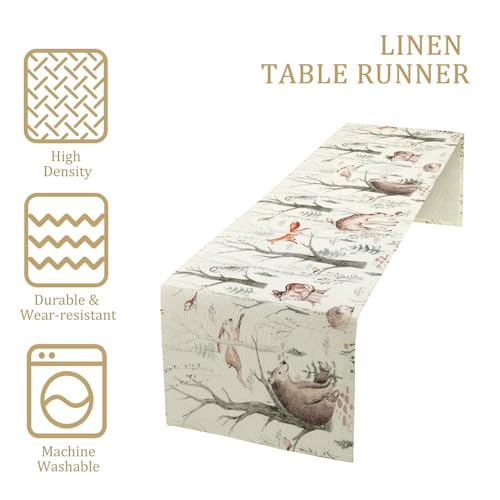 Rustic Forest Table Runner 13x108 Inches Woodland Animals Design - W13xL108 - Forest-6