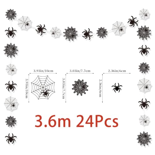 Halloween Paper Triangle Banner with Spider Cobweb Bats Skull Ghost Pumpkin - Style-10
