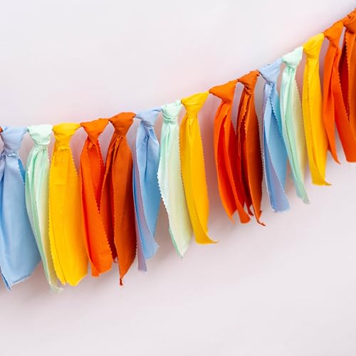 Rainbow Fall Birthday Garland Banner - Yellow Tassels, 80-Inch Party Decor