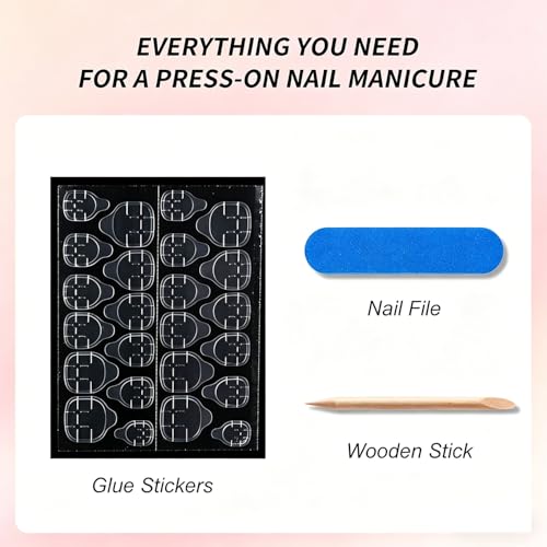 Halloween Fake Nails Short Square Press-On Nails with Bat Spider Web Ghost Design Purple Cat Eyes - 24 Pcs, Variation of Nails-266