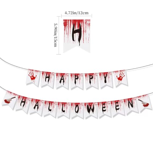 Halloween Bloody Handprint Party Tablecloth & Flag Set - Horror Theme