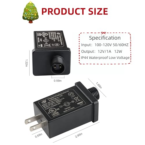2-Pack Waterproof 12V Power Supply Adapter for LED String Lights & Inflatable Decorations