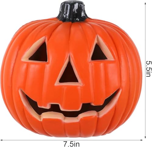 Plastic Pumpkin Lantern Figurine Light - Halloween Jack O Lantern Decor