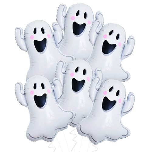 Halloween Balloons Set - 6 Large Spooky Foil Balloons for Party Decorations