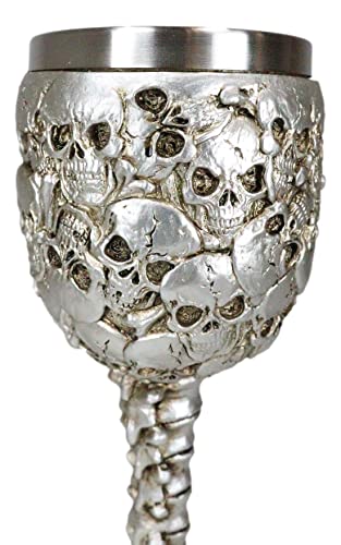 Silver Ossuary Skull Goblet - 8oz Graveyard of Lost Souls Wine Chalice