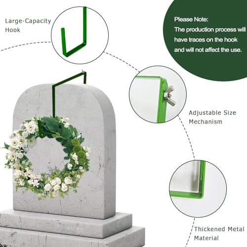 Adjustable Cemetery Wreath Hooks - Over the Door Grave Decorations, 2 Pack