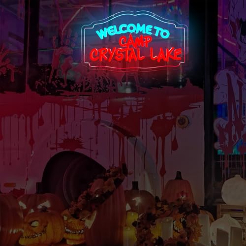Neon Sign for Wall Decor Horror Movie Halloween Room Party - Crystal Lake Design
