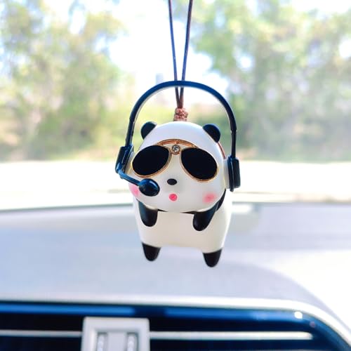 DJ Panda Rearview Mirror Hanging Ornament - Cute Panda Car Decoration, Car Accessory, Interior Decor