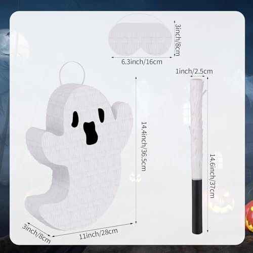 Halloween Ghost Piñata with Blindfold and Stick Kids Party Game – Birthday Carnival Decoration
