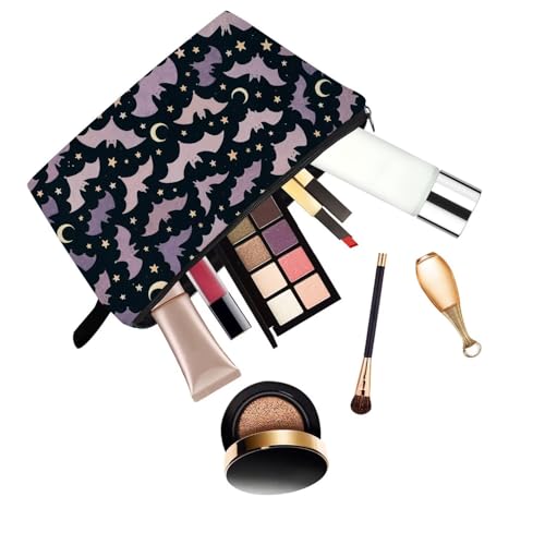 Small Cosmetic Bag with Crescent Moon Bat Print - Variation hzj0990